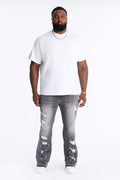 Cuff Me Stacked Skinny Flared Jeans - Grey - image 1