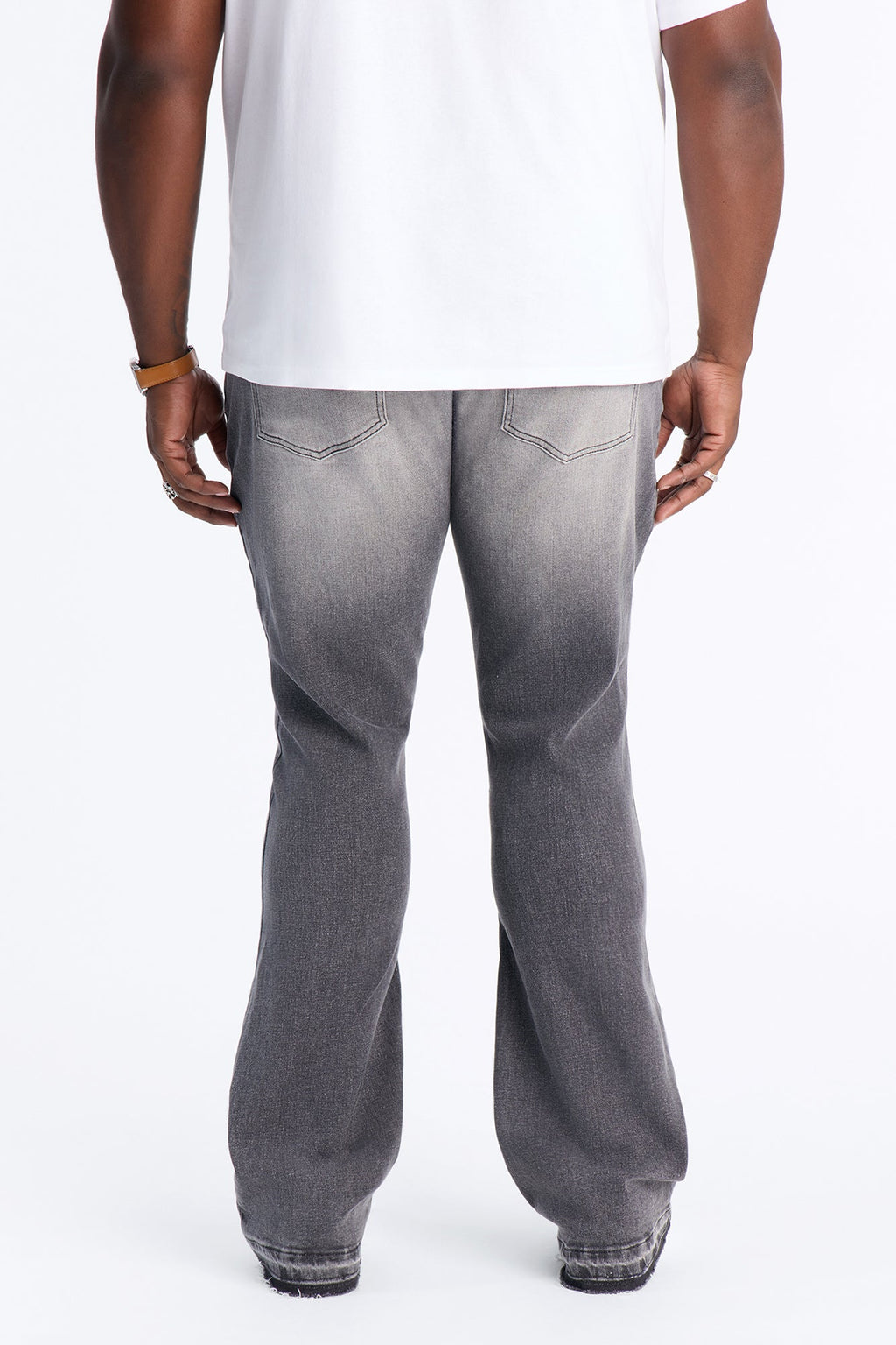 Cuff Me Stacked Skinny Flared Jeans - Grey - image 3