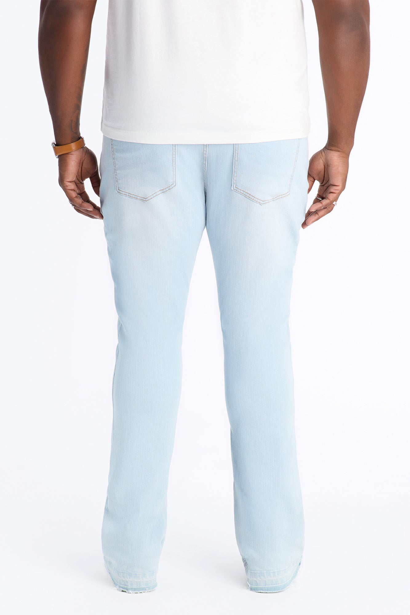 Cuff Me Stacked Skinny Flared Jeans - Light Blue Wash - image 3