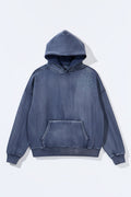 Acid Wash Oversized Heavyweight Hoodie - Navy - image 1