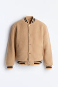 Teddy Varsity Sherpa Jacket - Taupe - image 1