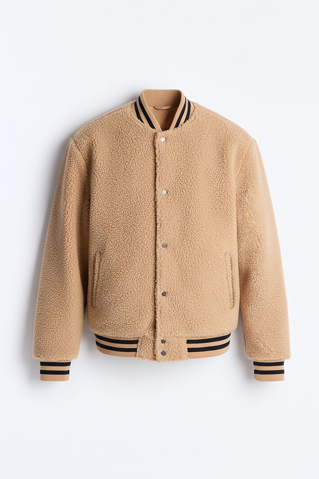 Teddy Varsity Sherpa Jacket - Taupe - image 1